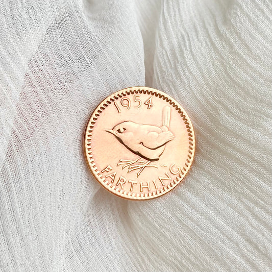 Farthing coin brooch badge pin