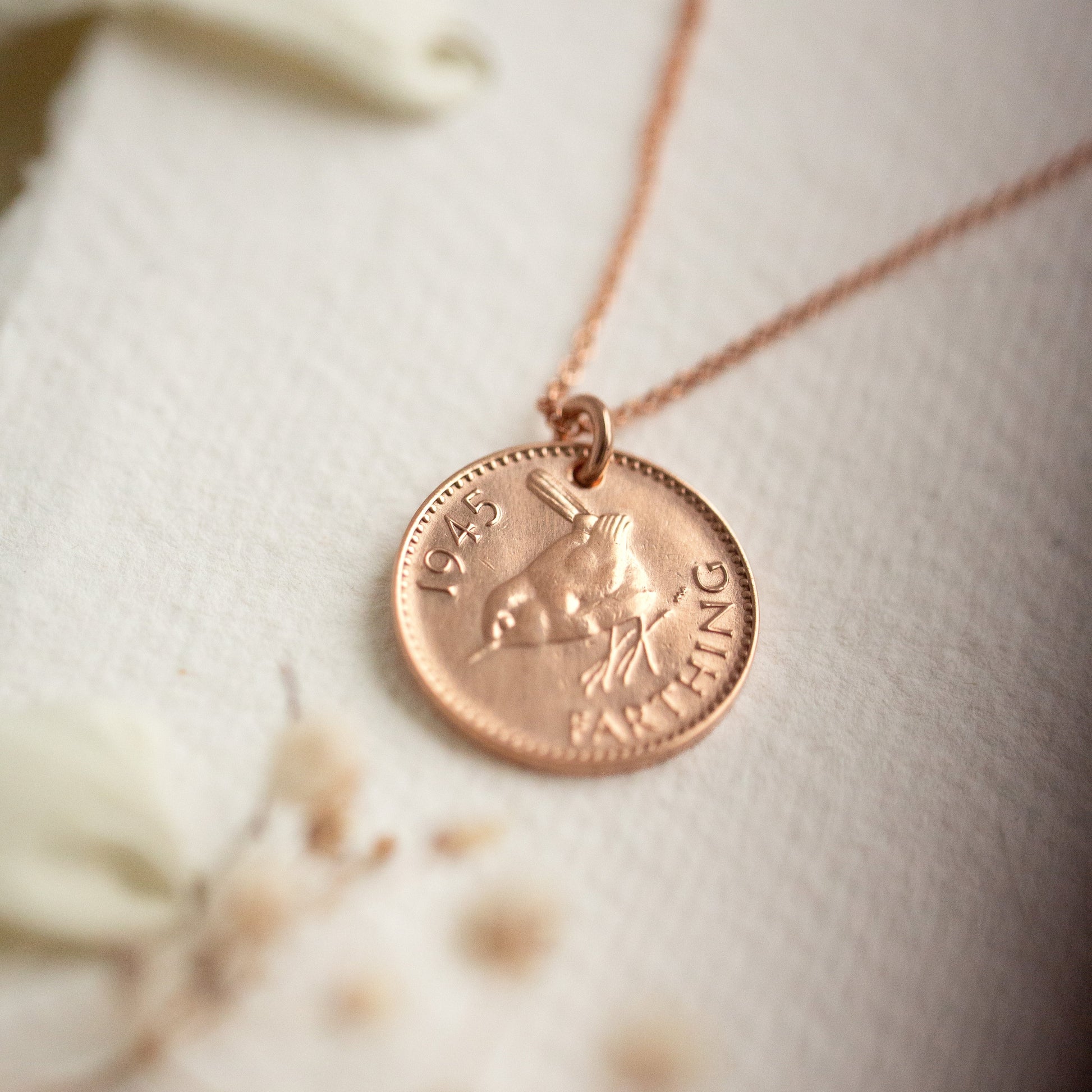 80th gift farthing coin necklace, gift for women