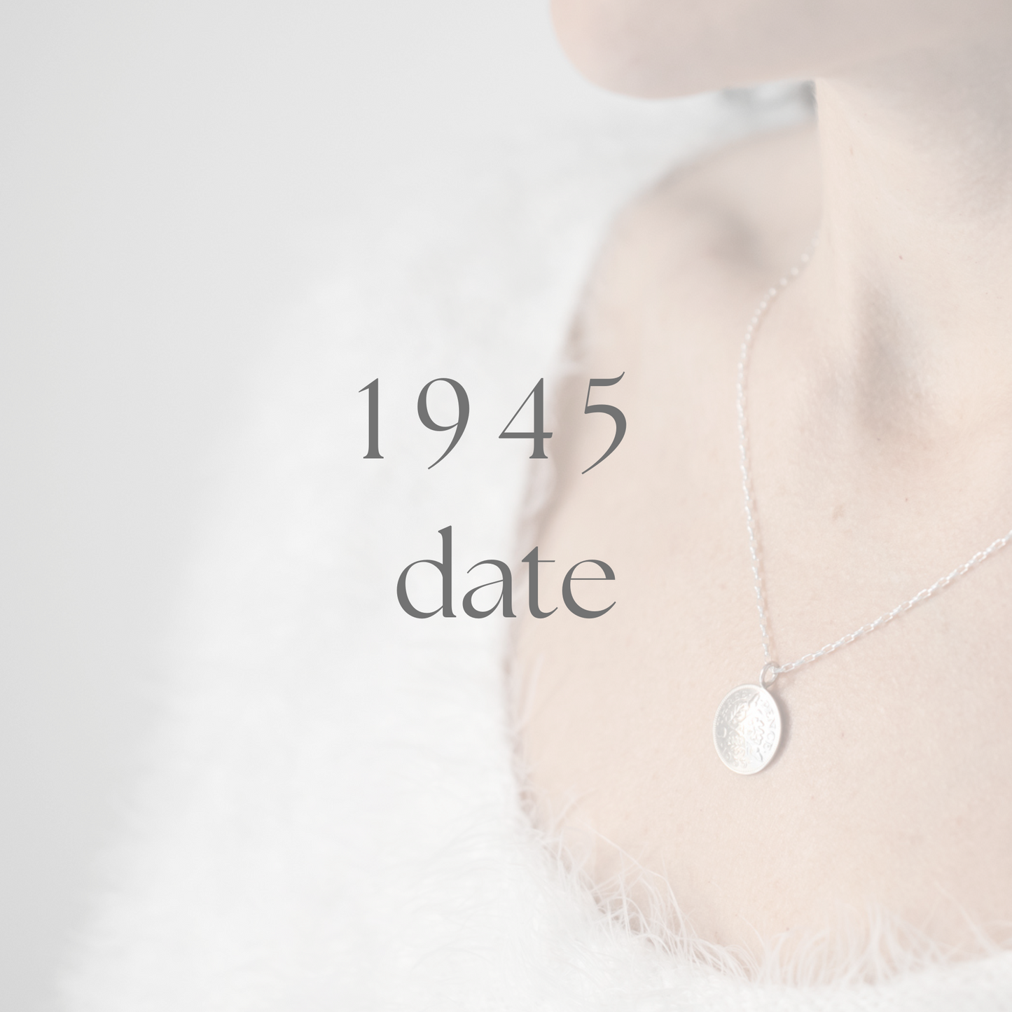 1945 British Sixpence Necklace - 80th Birthday Gift - Silver