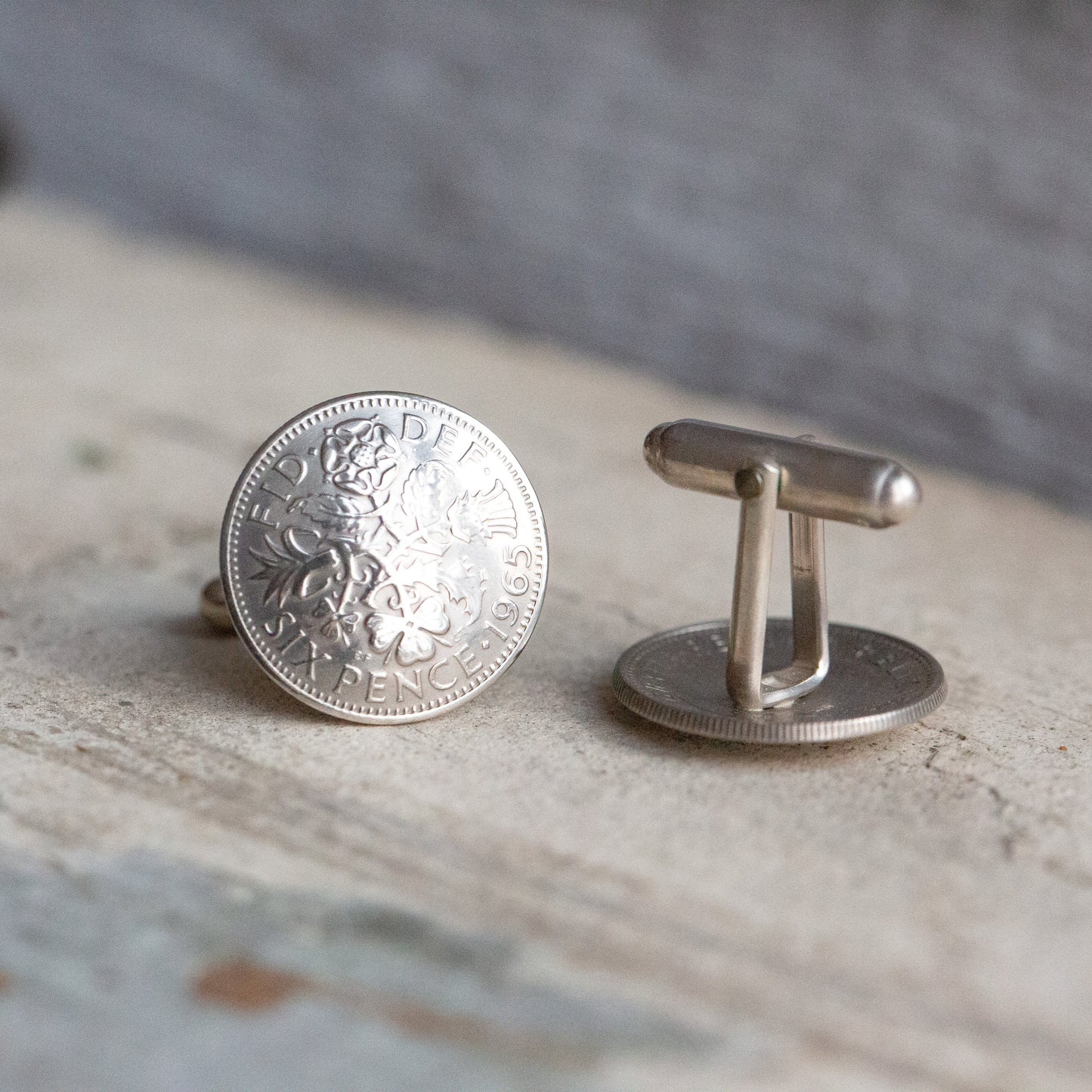 60th gifts for men, 60th birthday, 1965 sixpence cufflinks, domed coin cufflinks for him.