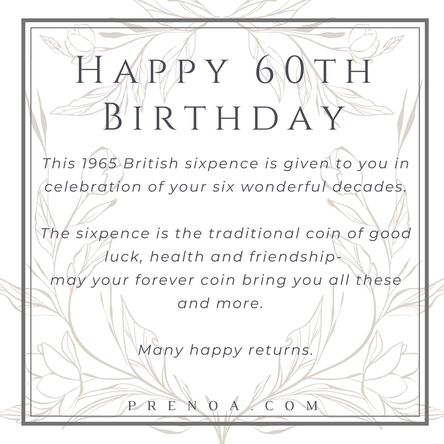 1965 British Sixpence Necklace - 60th Birthday Gift - Silver