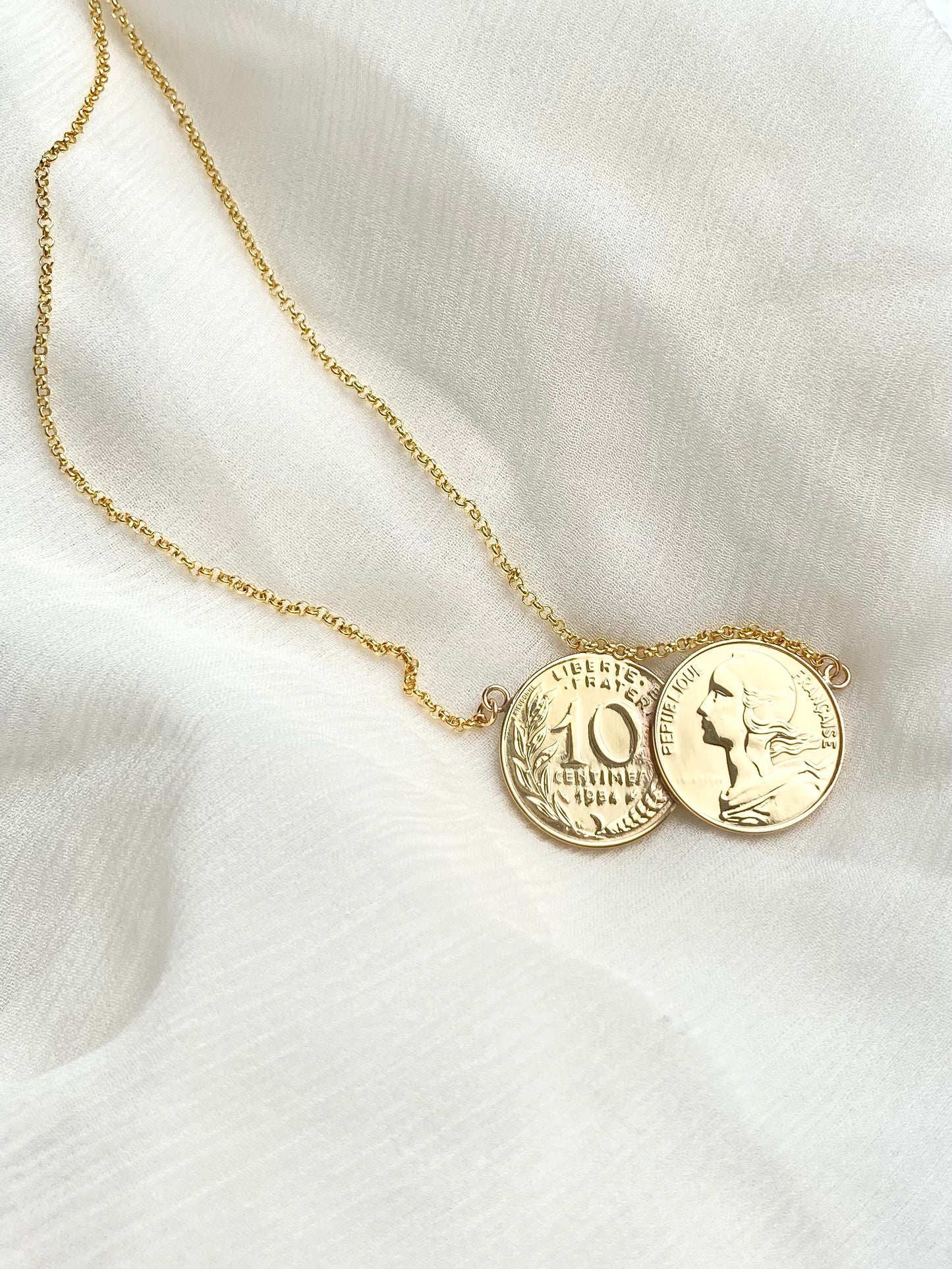 French Double Coin Necklace 1984