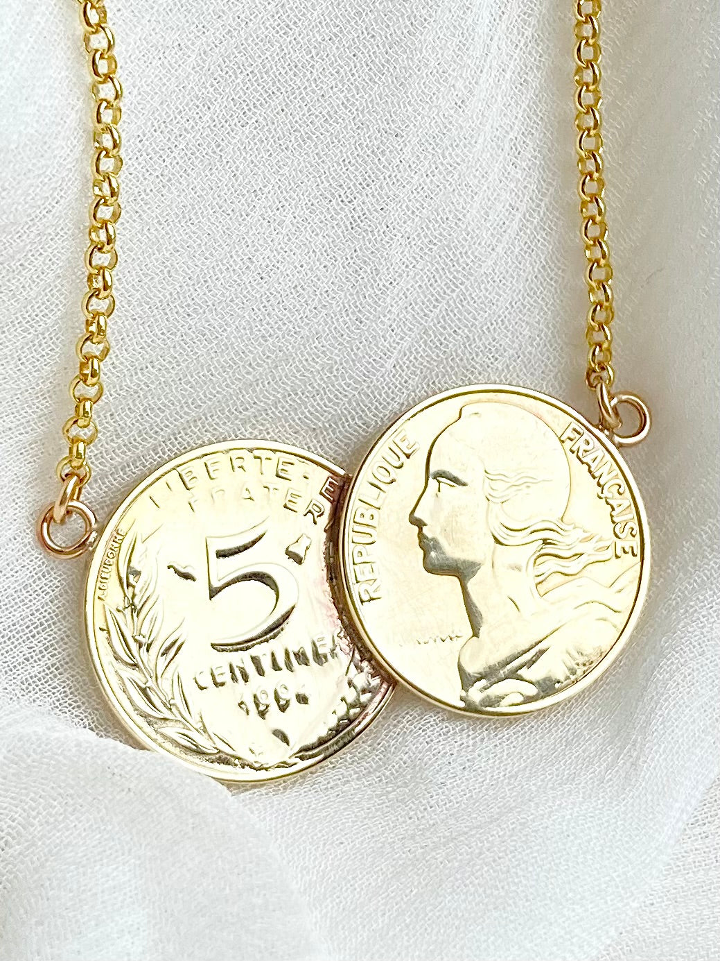 French Double Coin Necklace 1994