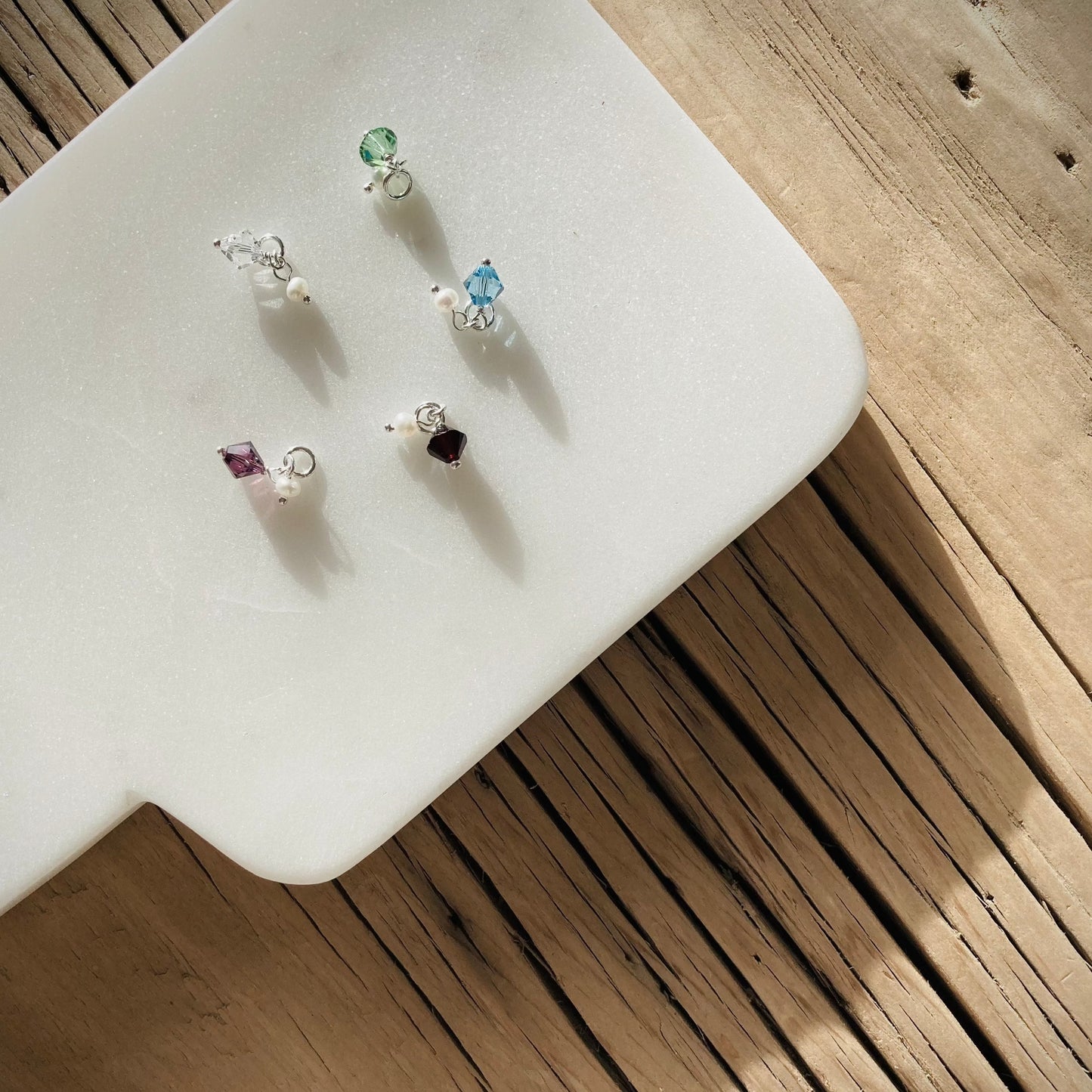 Birthstone Sterling Silver Crystal Charms