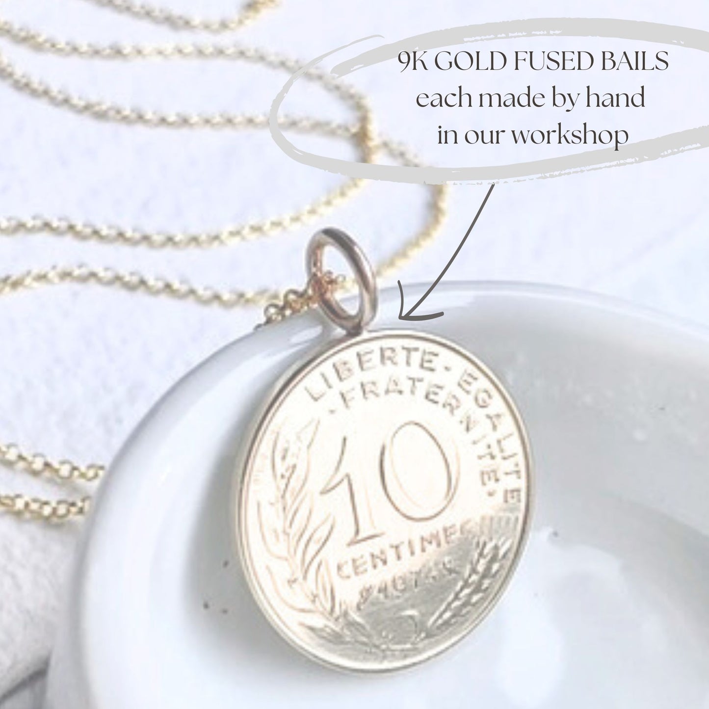 1974 French Coin Midi Necklace - Birthstone - 50th Anniversary