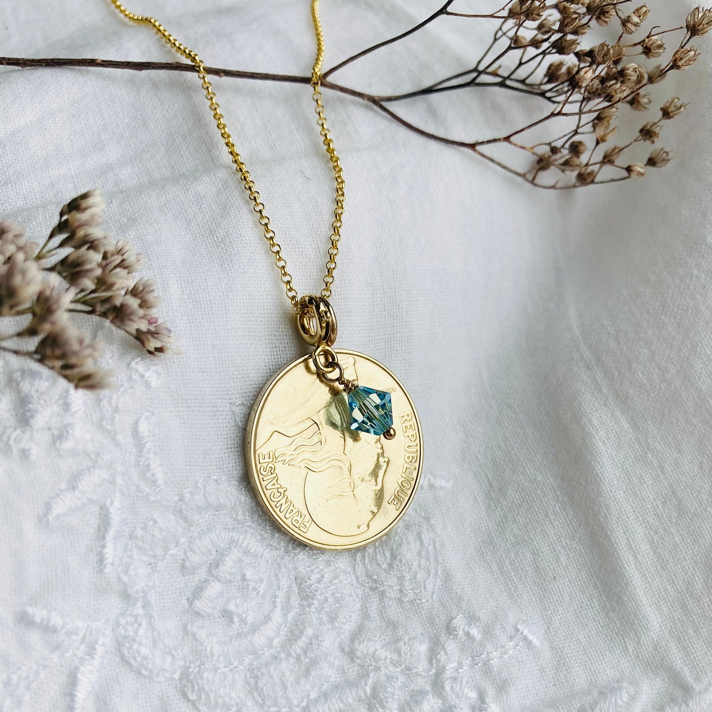 French Gold Coin Necklace -1964