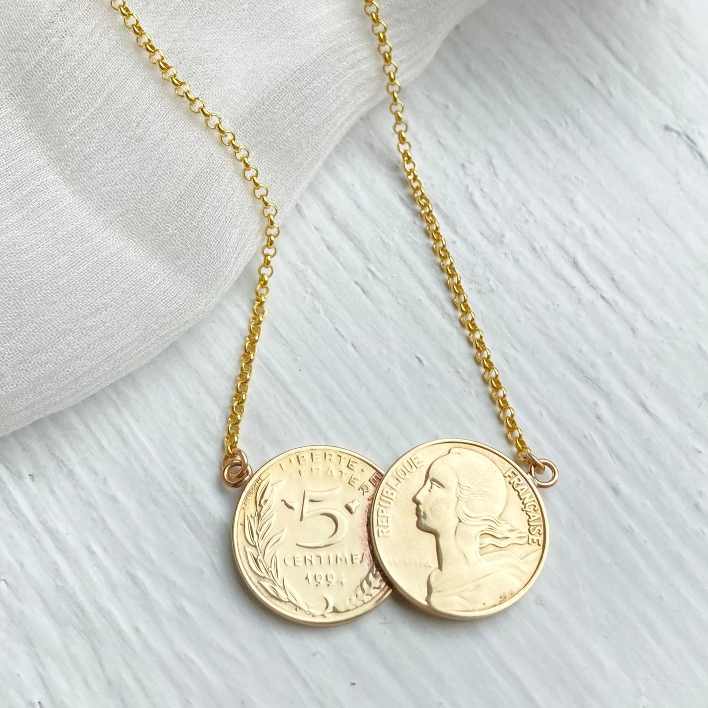 French Double Coin Necklace 1994