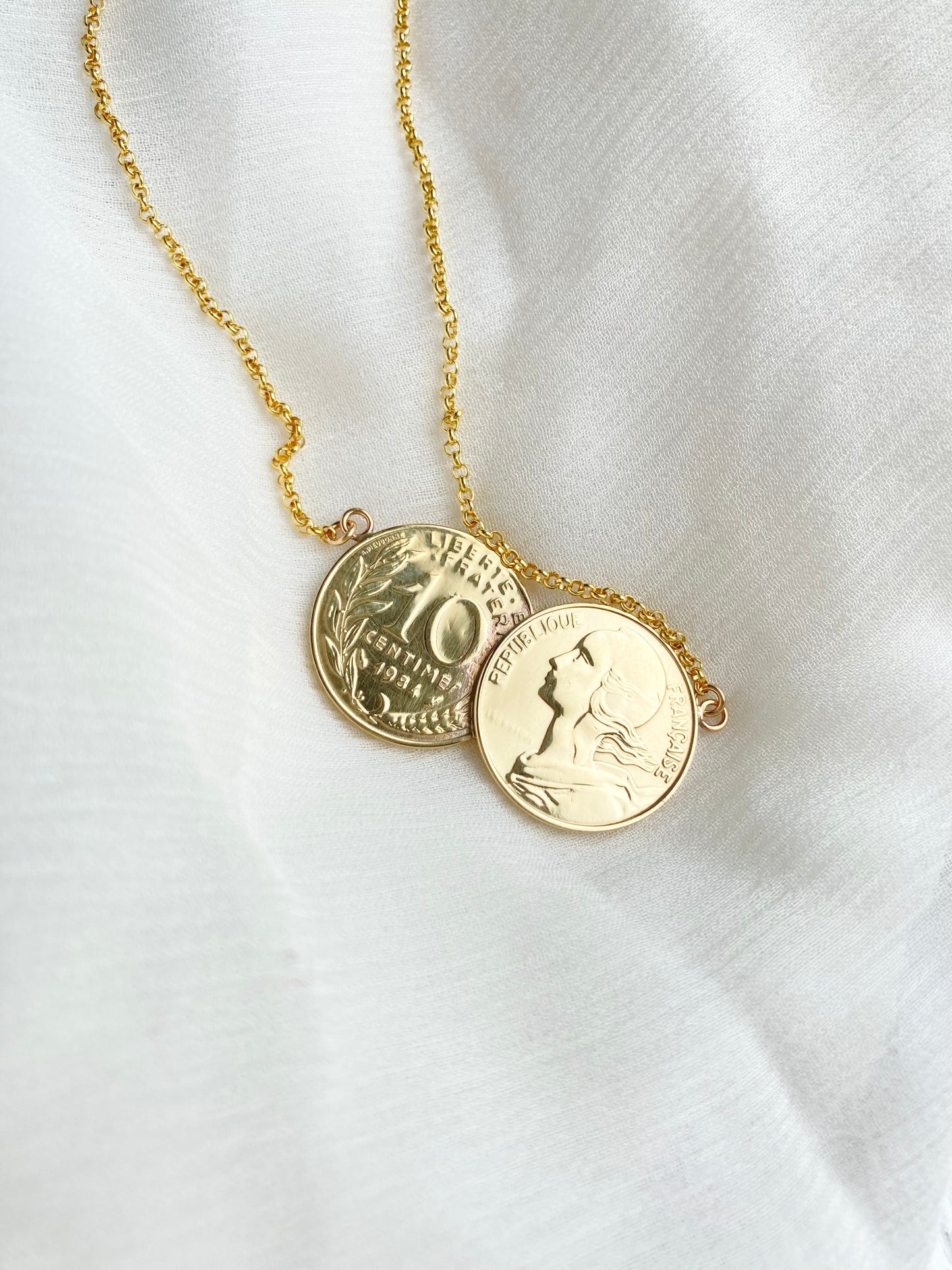 French Double Coin Necklace 1984