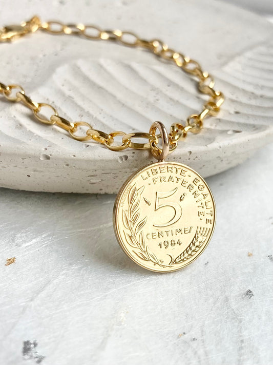 1984 French Coin Bracelet - 40th Gift