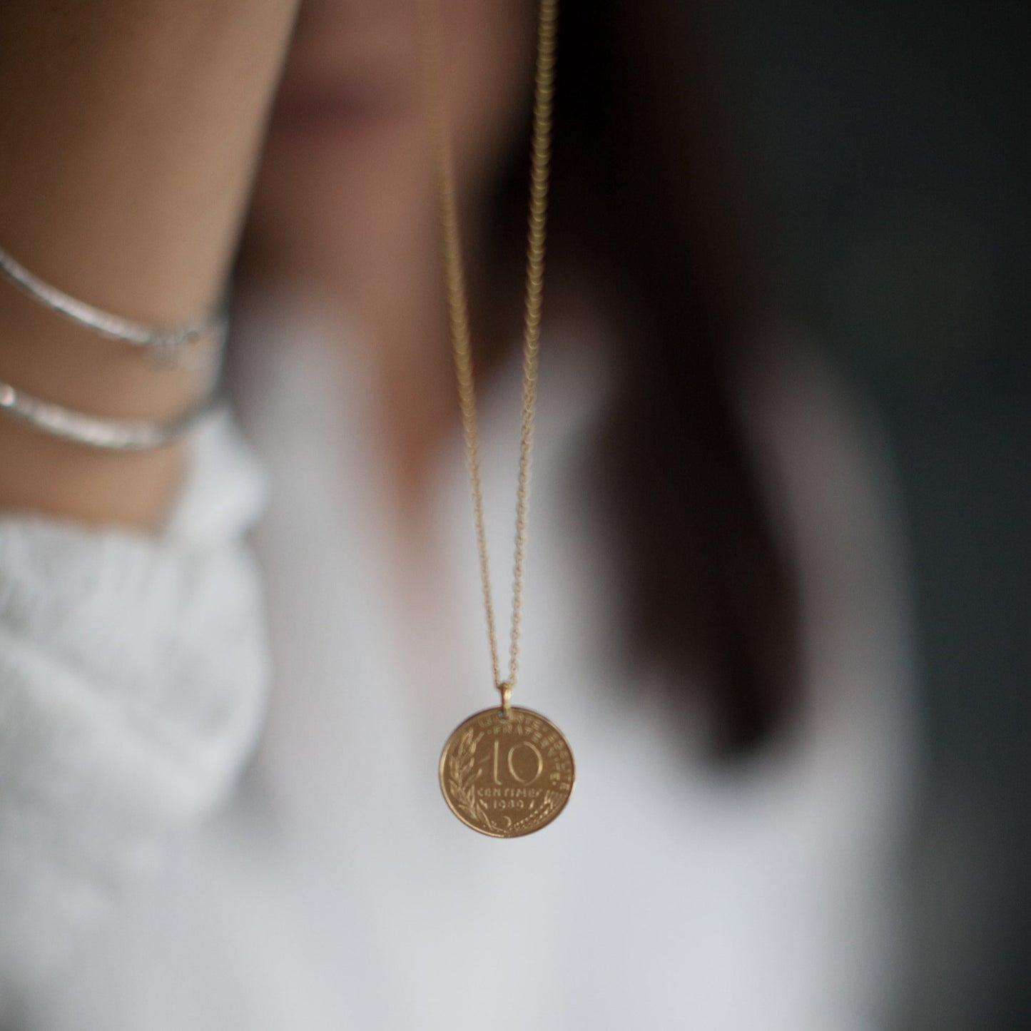 1974 French Coin Midi Necklace - Birthstone - 50th Anniversary