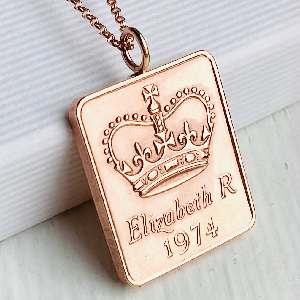 50th birthday gifts for her, coin jewellery and monarchy gifts for women and men