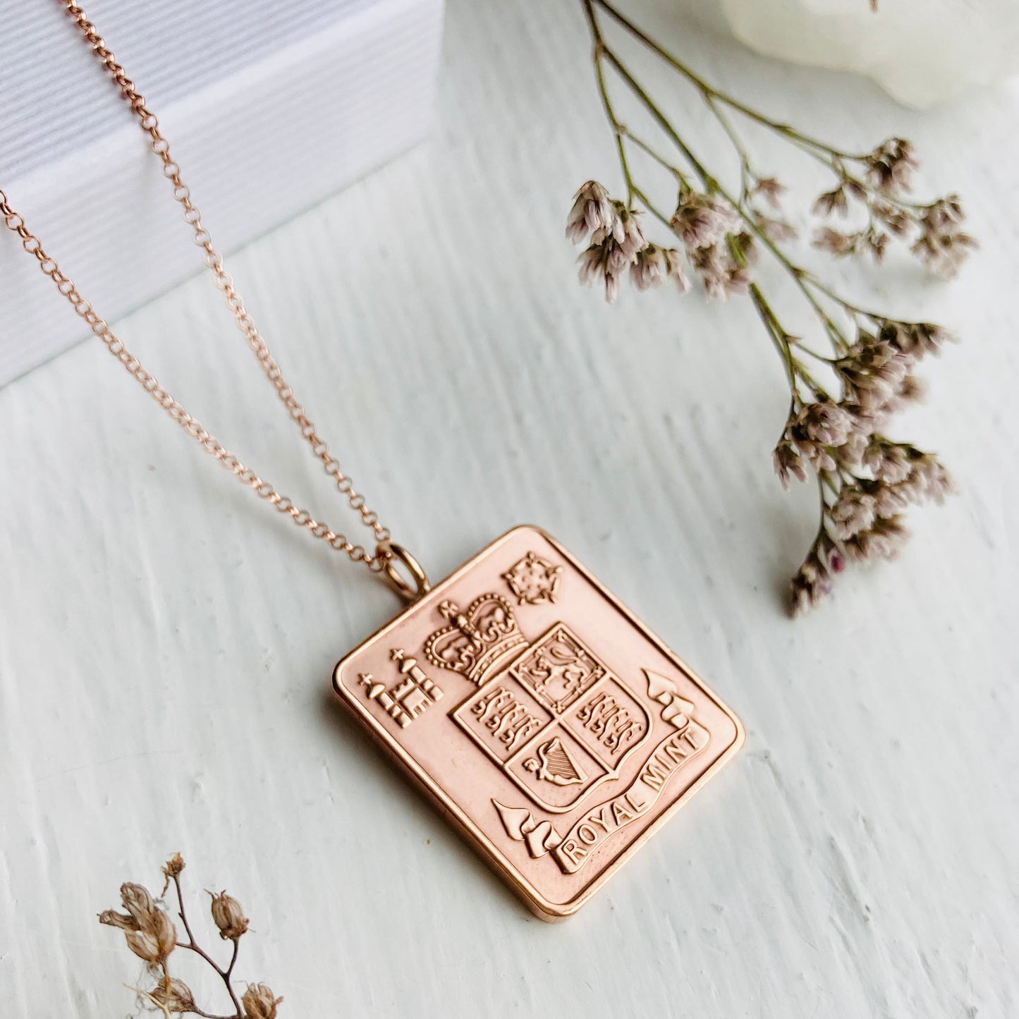 Royal Mint necklace made from a Royal Mint Proof token medal, rediscovered and redesigned into a coin pendant by Prenoa, Stamford UK