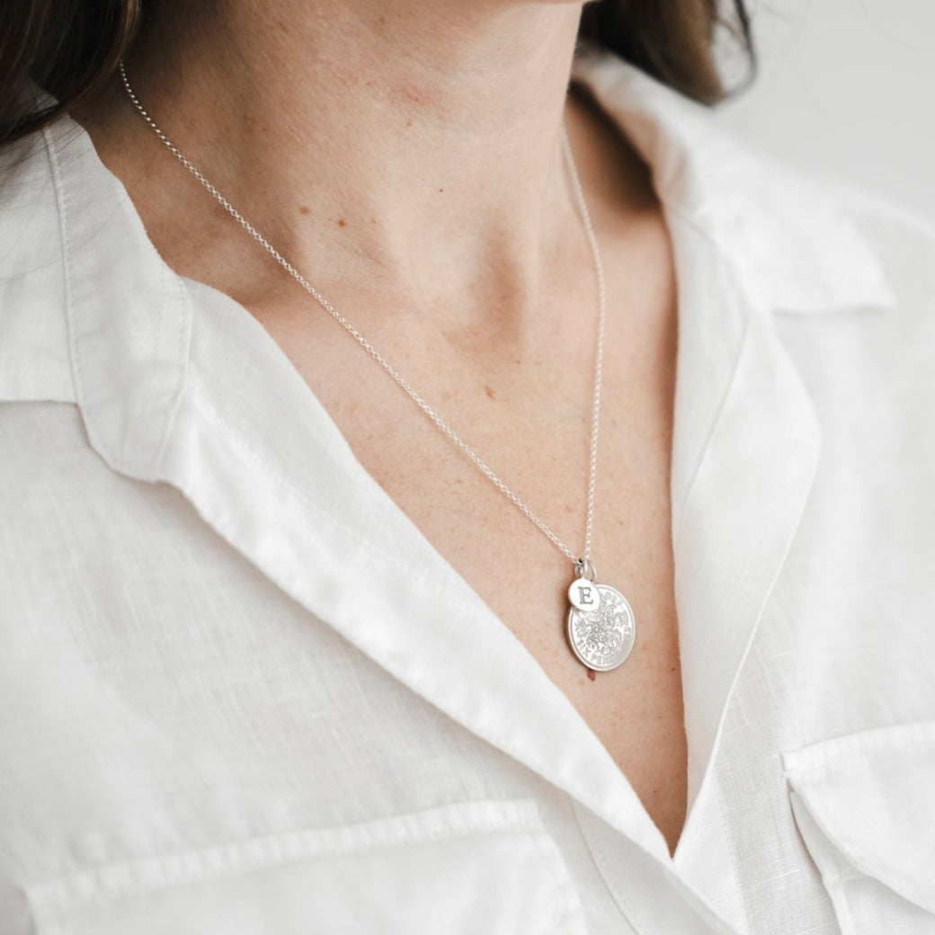 Sixpence Necklace with initial