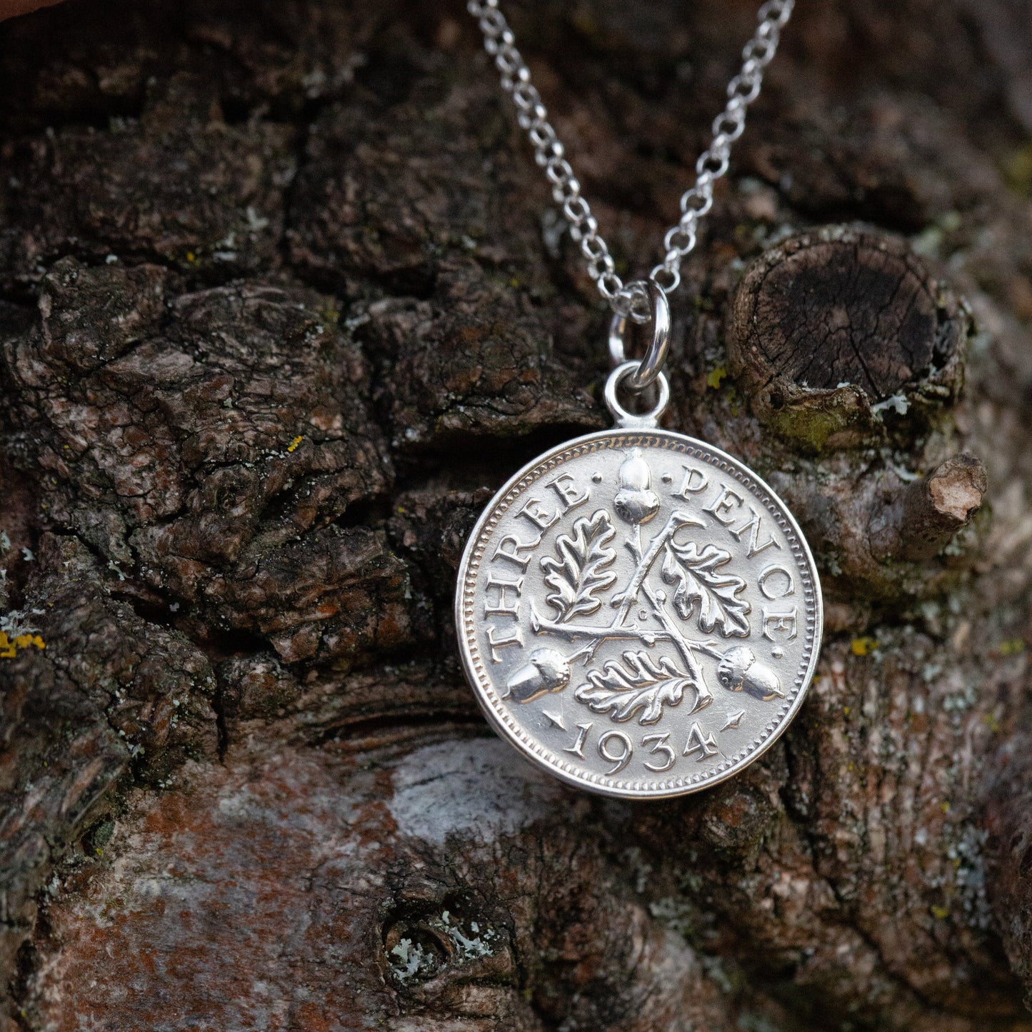 Silver coin necklace, silver chain, real British coin pendant gift for her