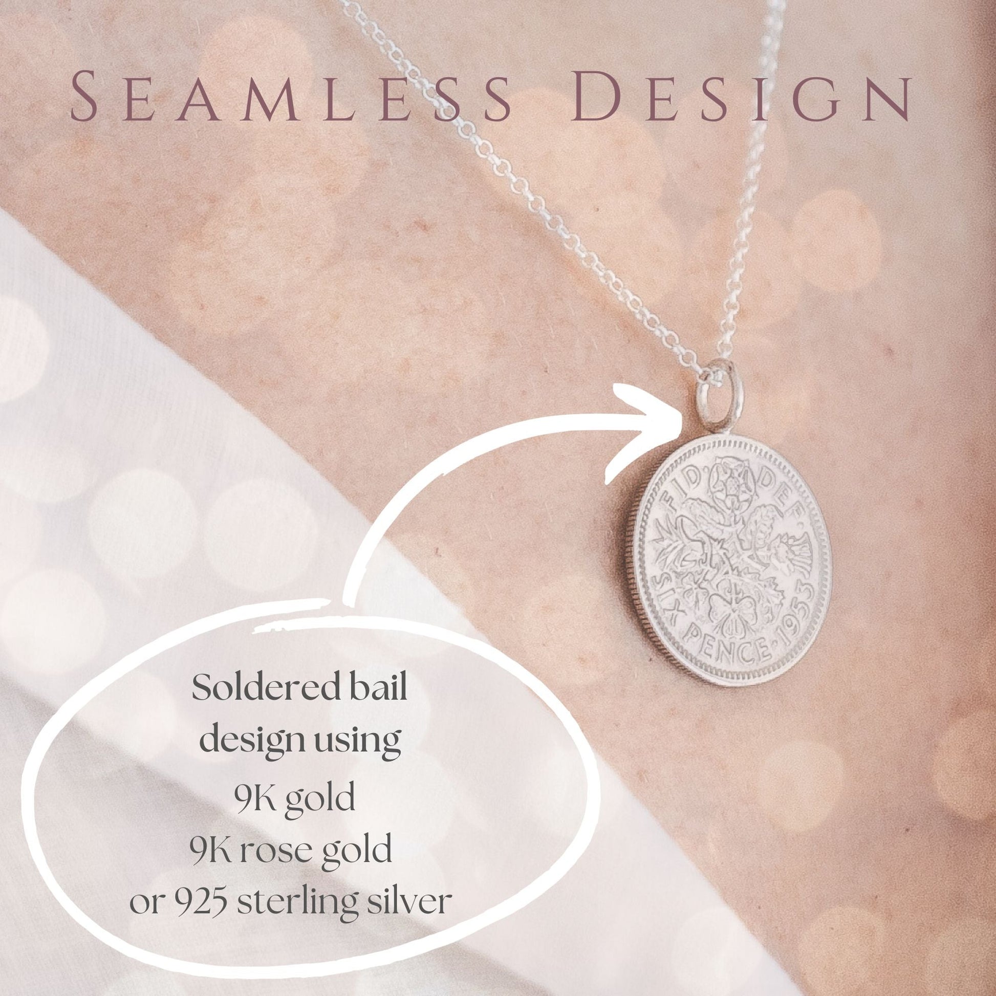 Soldered bails with gold or silver to create a premium finish coin necklace piece