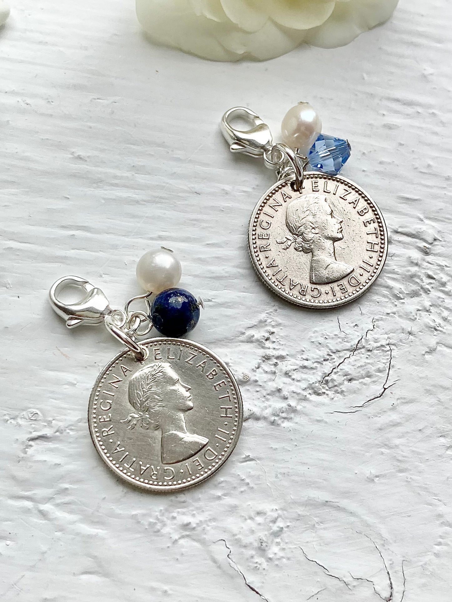 Something Old to Blue- Silver Sixpence Wedding Pin - Bridal Gift Something Old