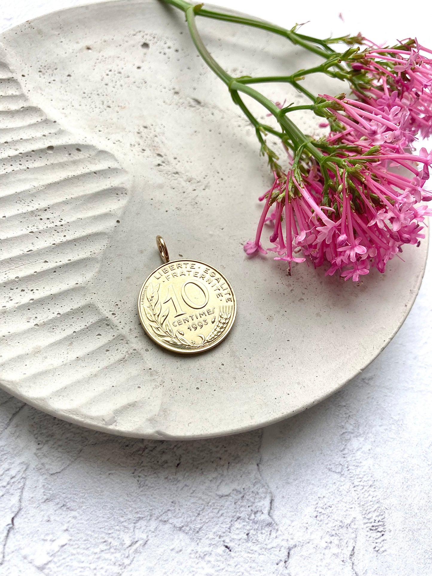 1993 French 10c Coin Necklace - Gold Bail