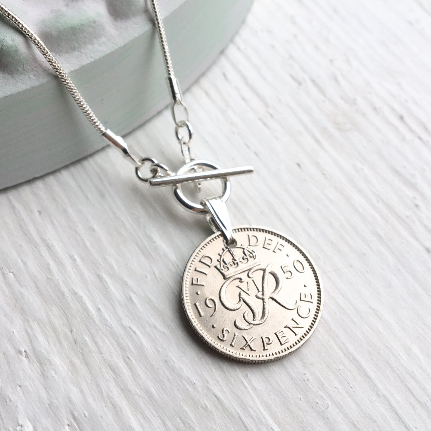Christmas Day Sixpence Toggle Necklace