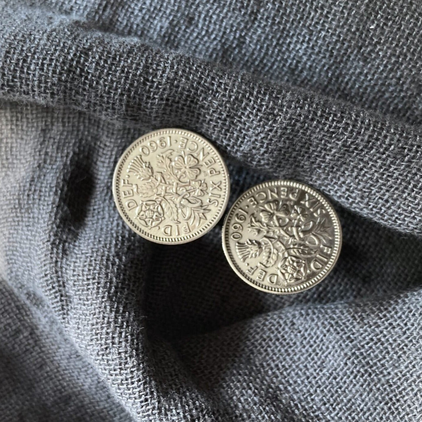 Sixpence Cufflinks with Sterling Silver Soldered Cuffs
