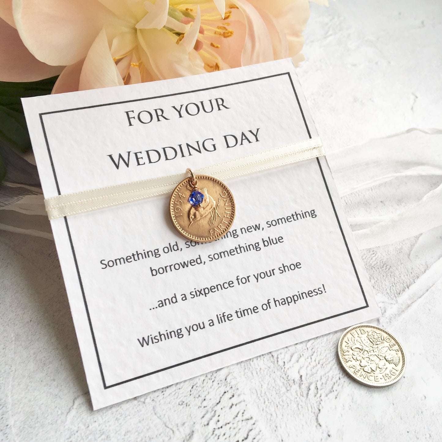Something Old, New, Borrowed and Blue Farthing Bridal Charm