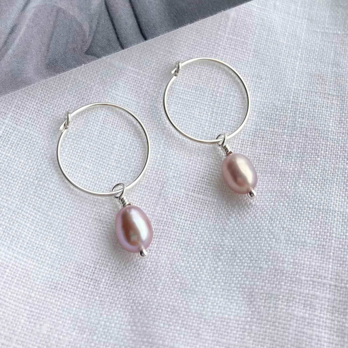 Bonds - Silver Rice Pearl Hoops