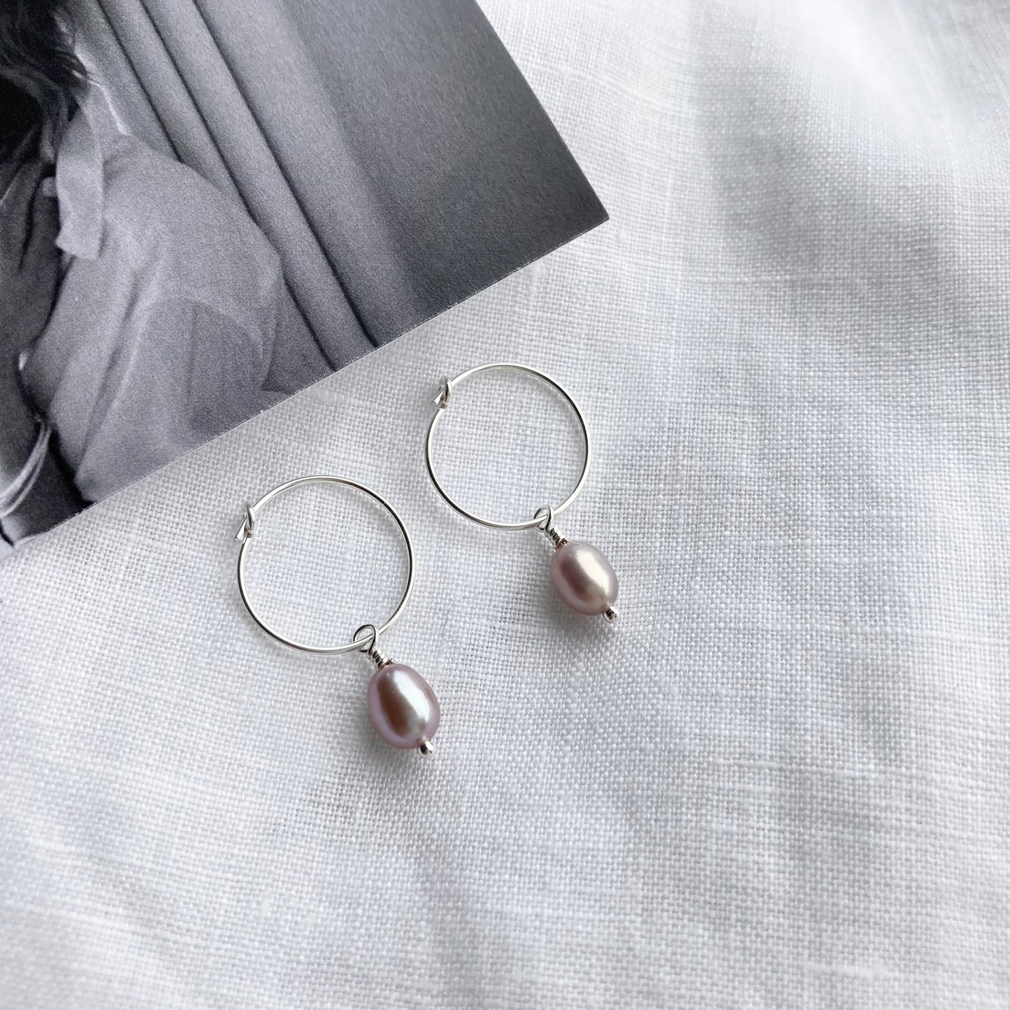 Bonds - Silver Rice Pearl Hoops