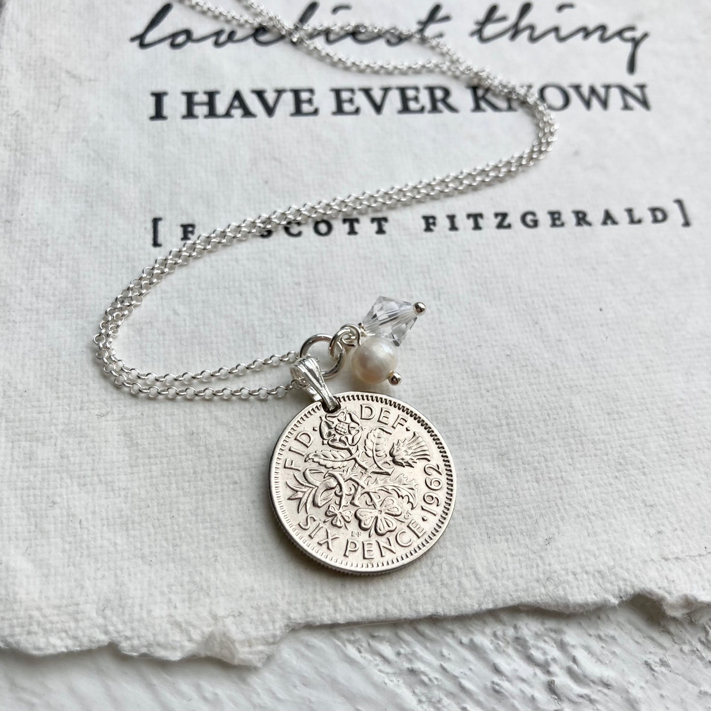 1953-1967 Sixpence Necklace - April Birthstone