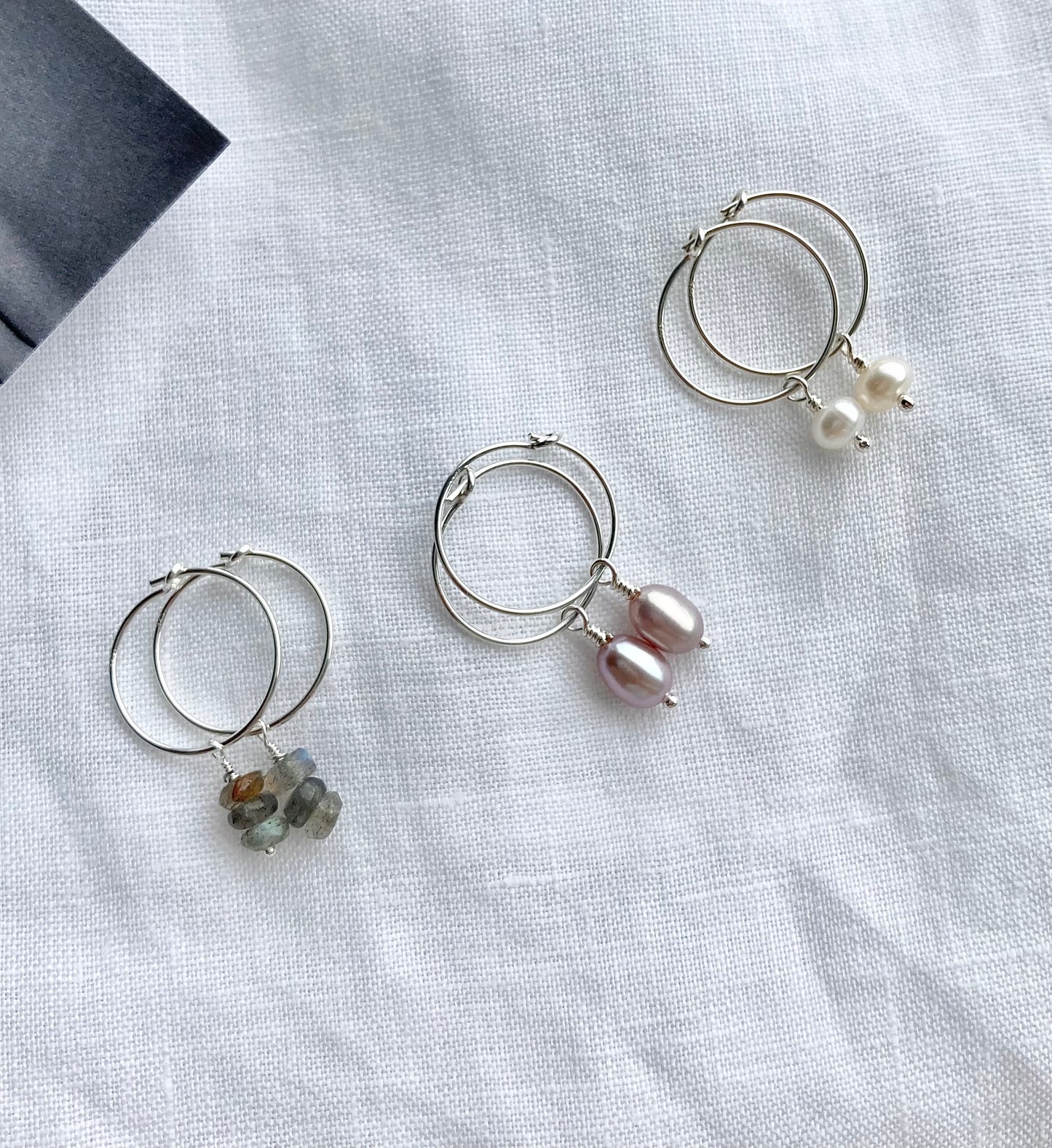 Bonds - Silver Rice Pearl Hoops