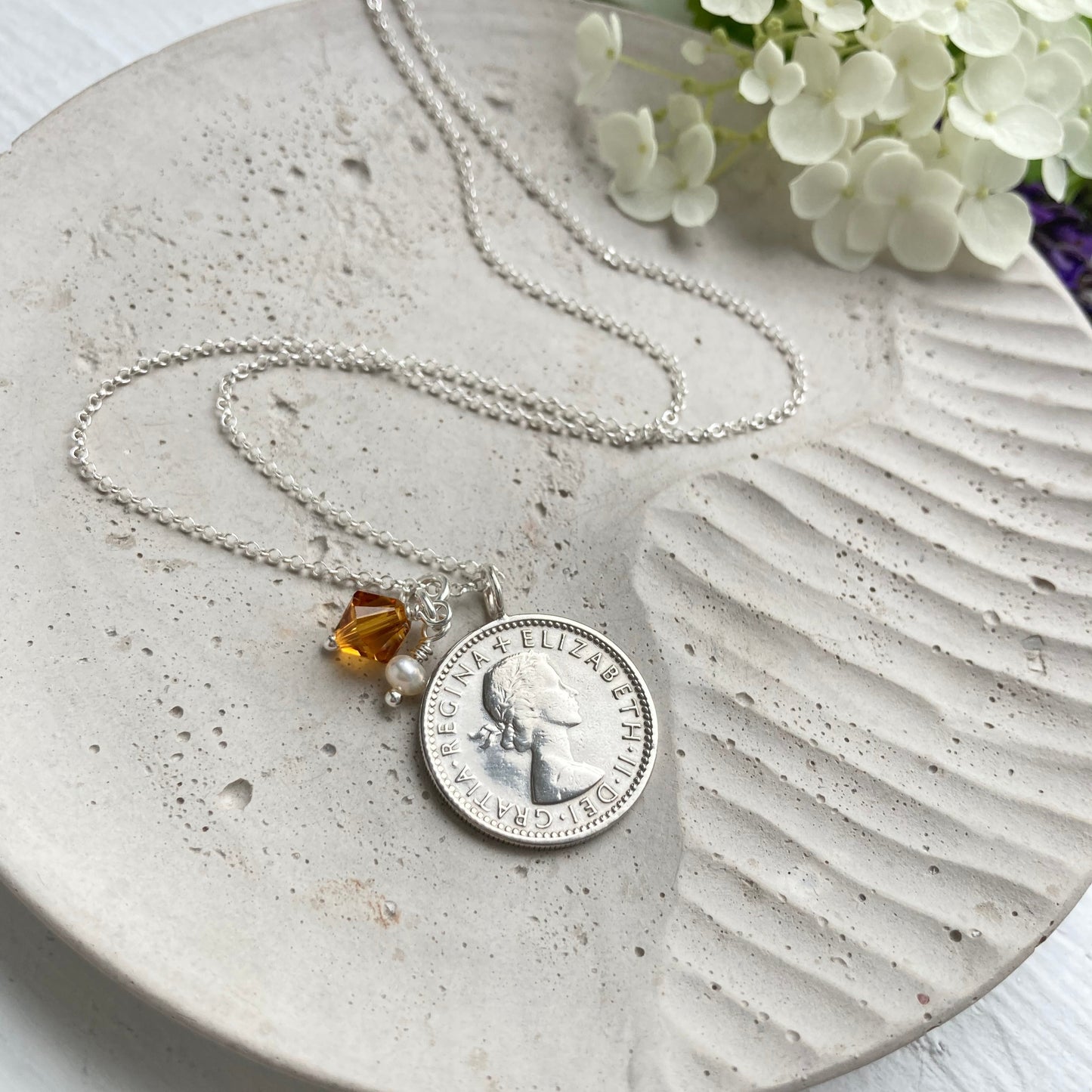 1954 Sixpence Necklace - November Birthstone