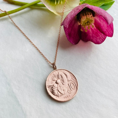 1924 Bee Coin - Rare Pendant Necklace