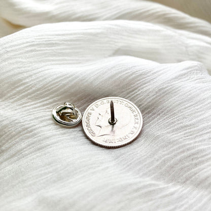 Sixpence lapel pin, brooch, silver gifts for men and women - Prenoa