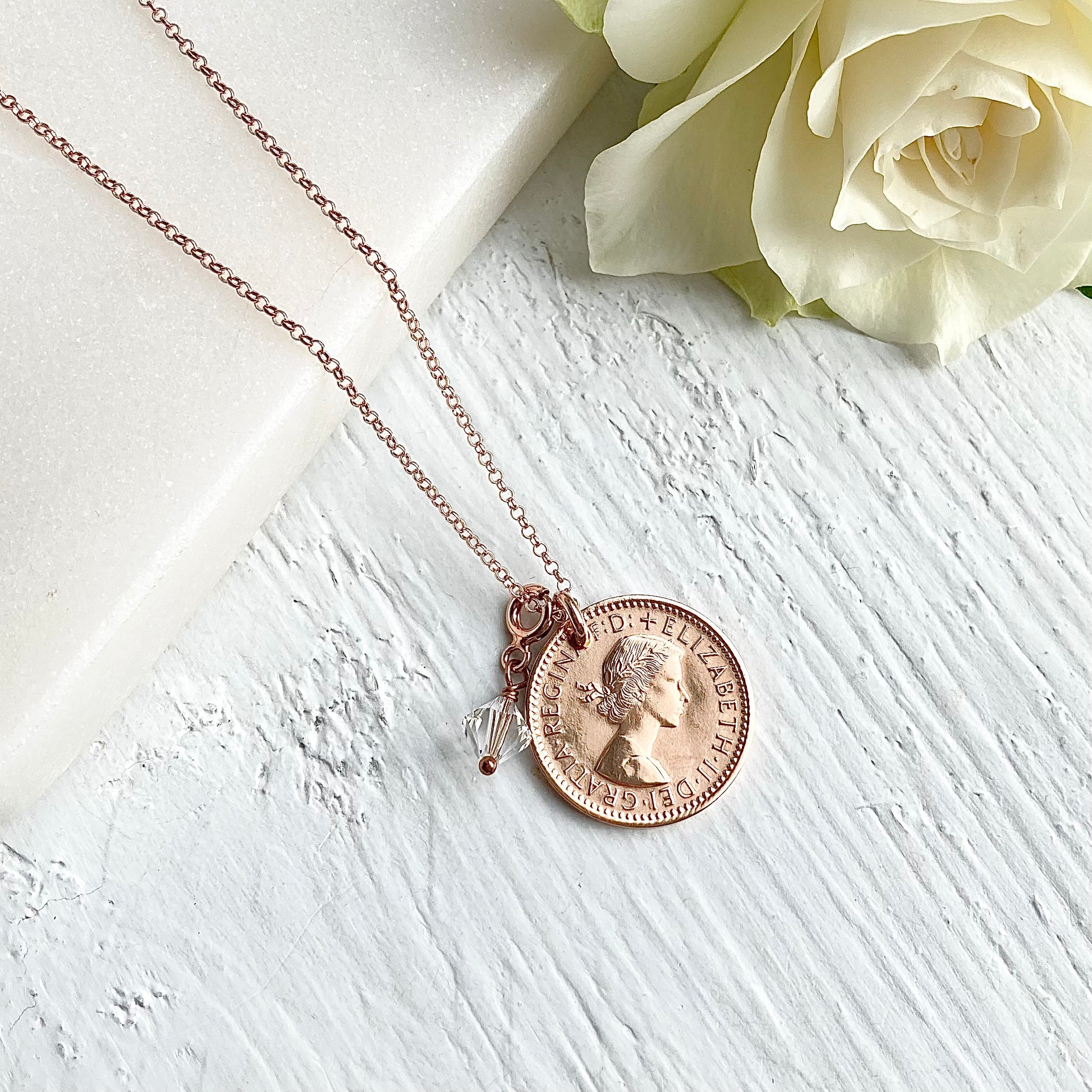 Prenoa coin necklaces for 70th birthdays, buy coin pendant gifts for her