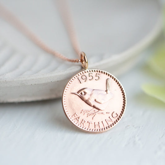 Bronze and Rose Gold Farthing Necklace - 1955