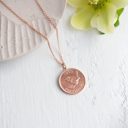 Bronze and Rose Gold Farthing Necklace - 1955