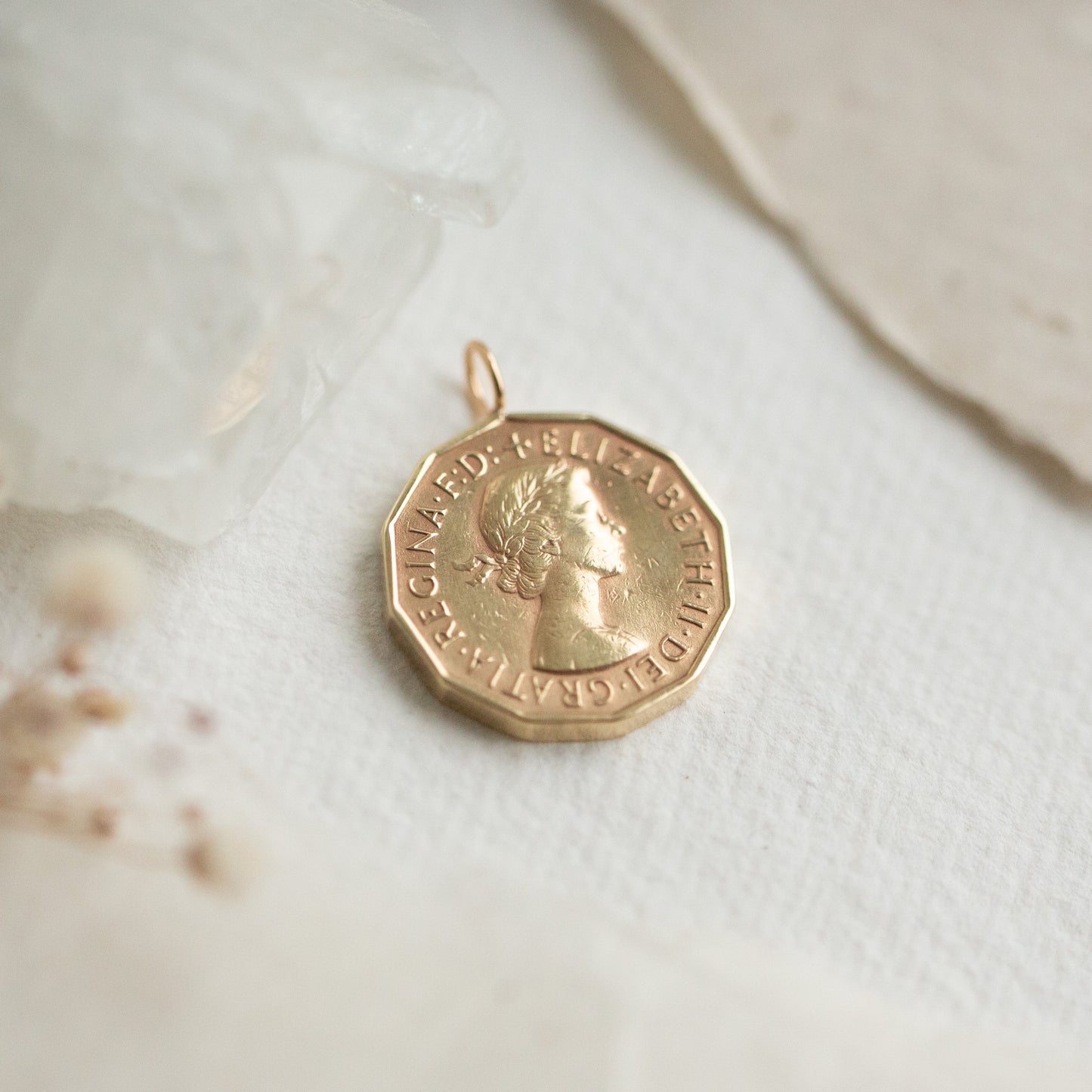 Gold coin pendant for necklace.