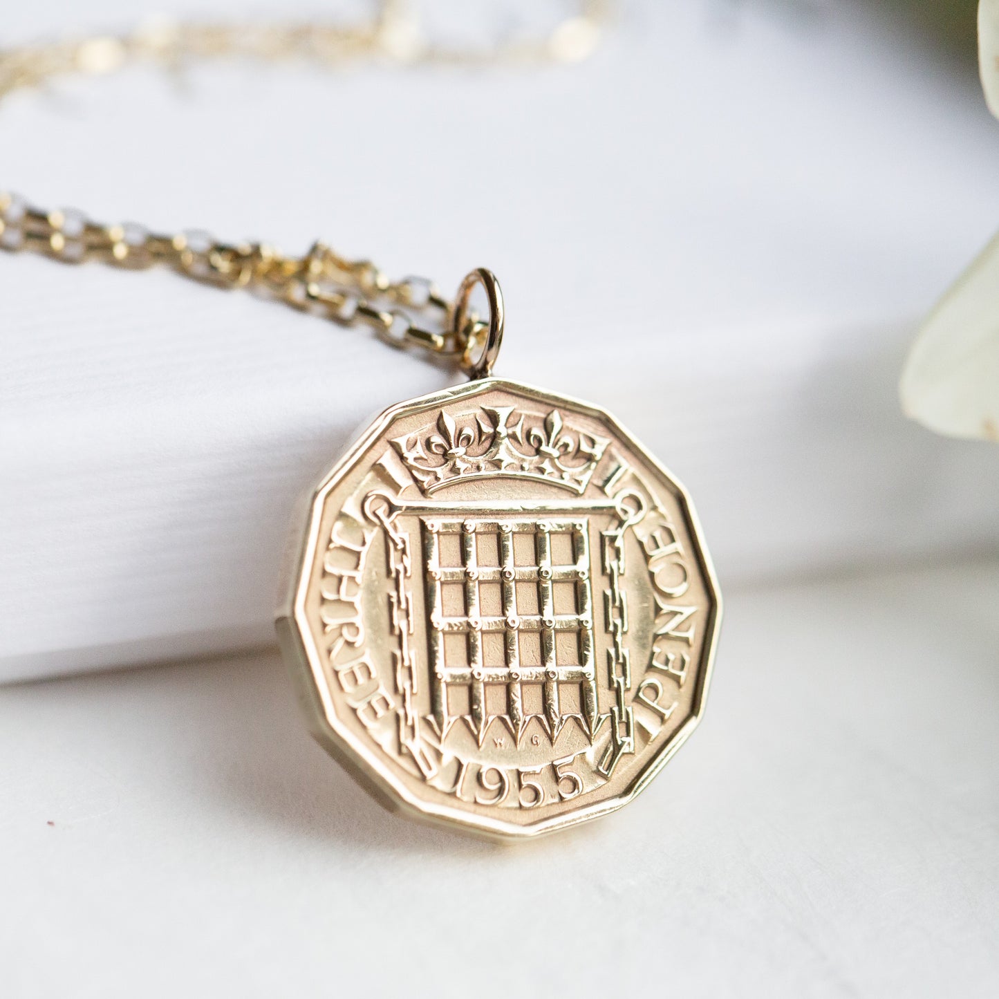 70th birthday 1955 gold coin necklace, coin pendant gift for her, 70th necklace.