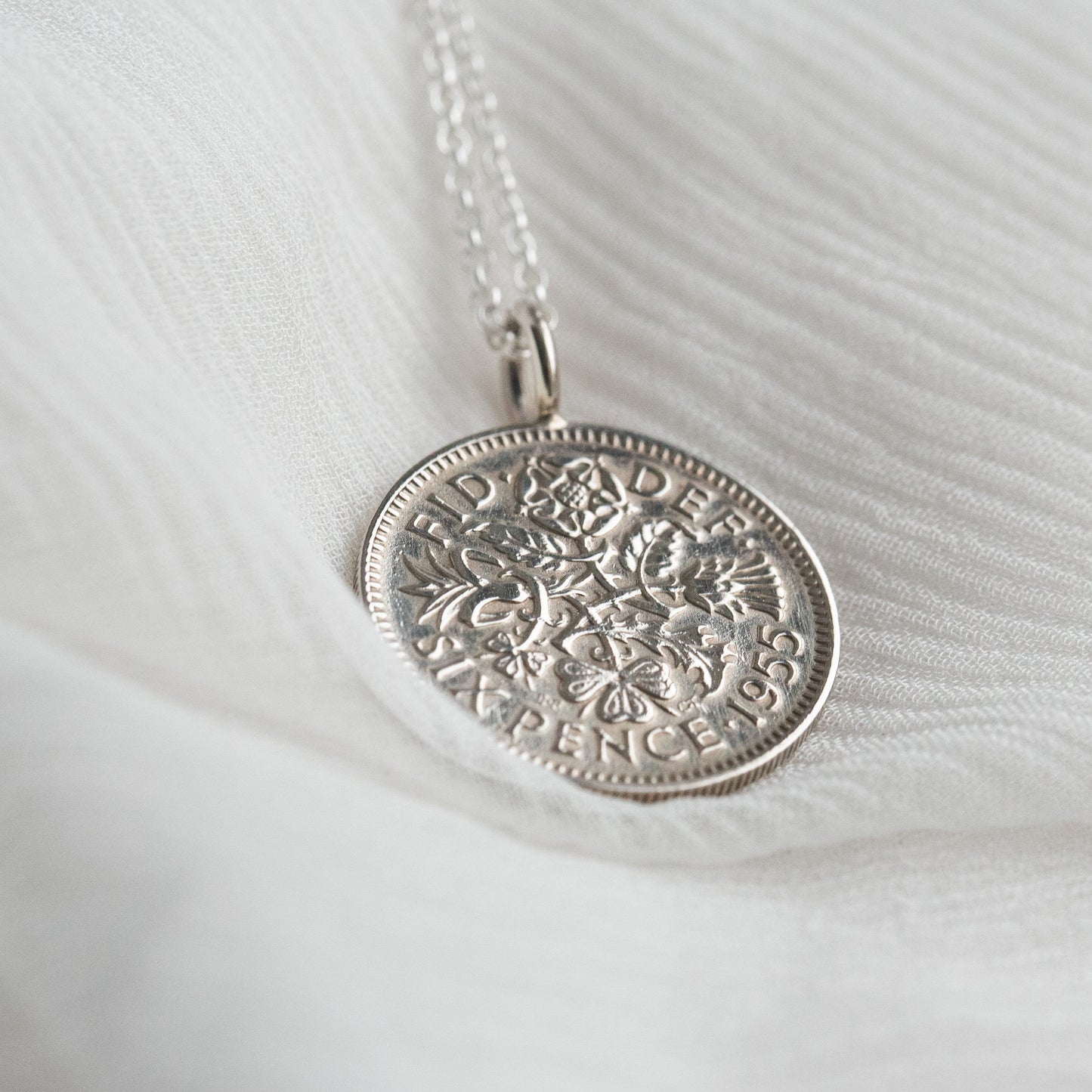 1955 Sixpence Coin Necklace for 70th