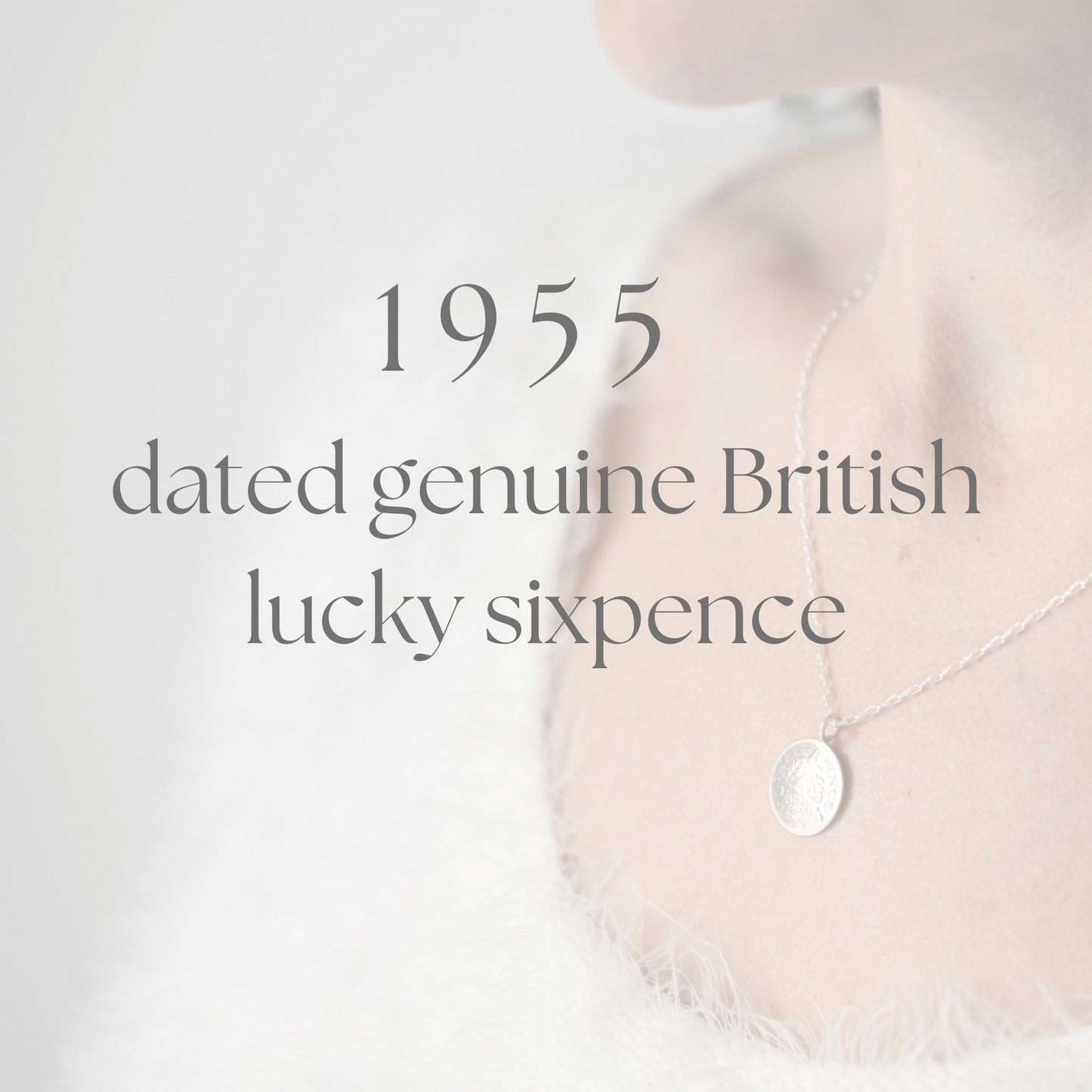 1955 Sixpence Coin Pendant - February Birthstone