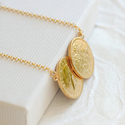 1956 Double Sixpence Gold Coin Necklace - 70th Birthday