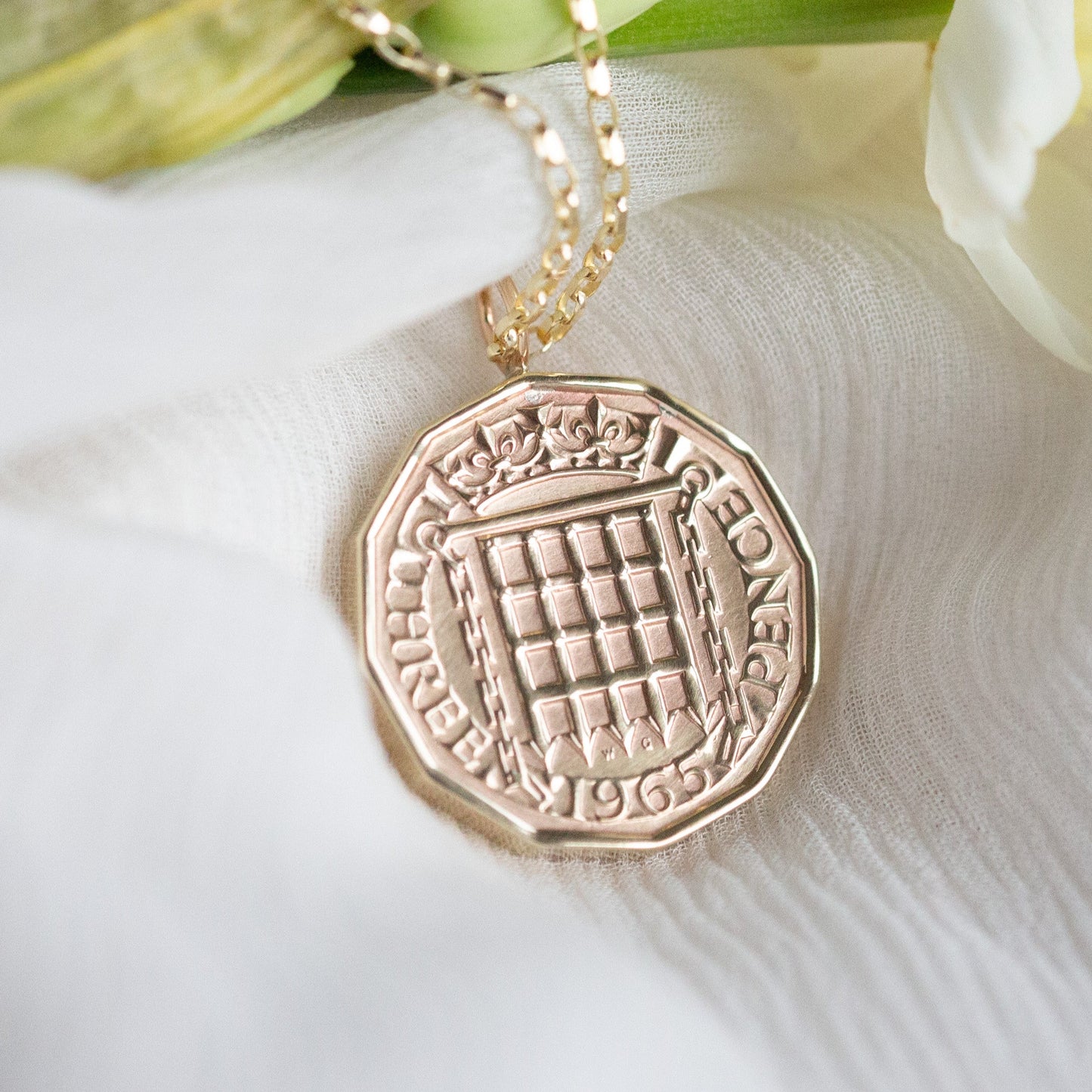 Gold coin necklace, pendant gift for men or women, 60th gifts.