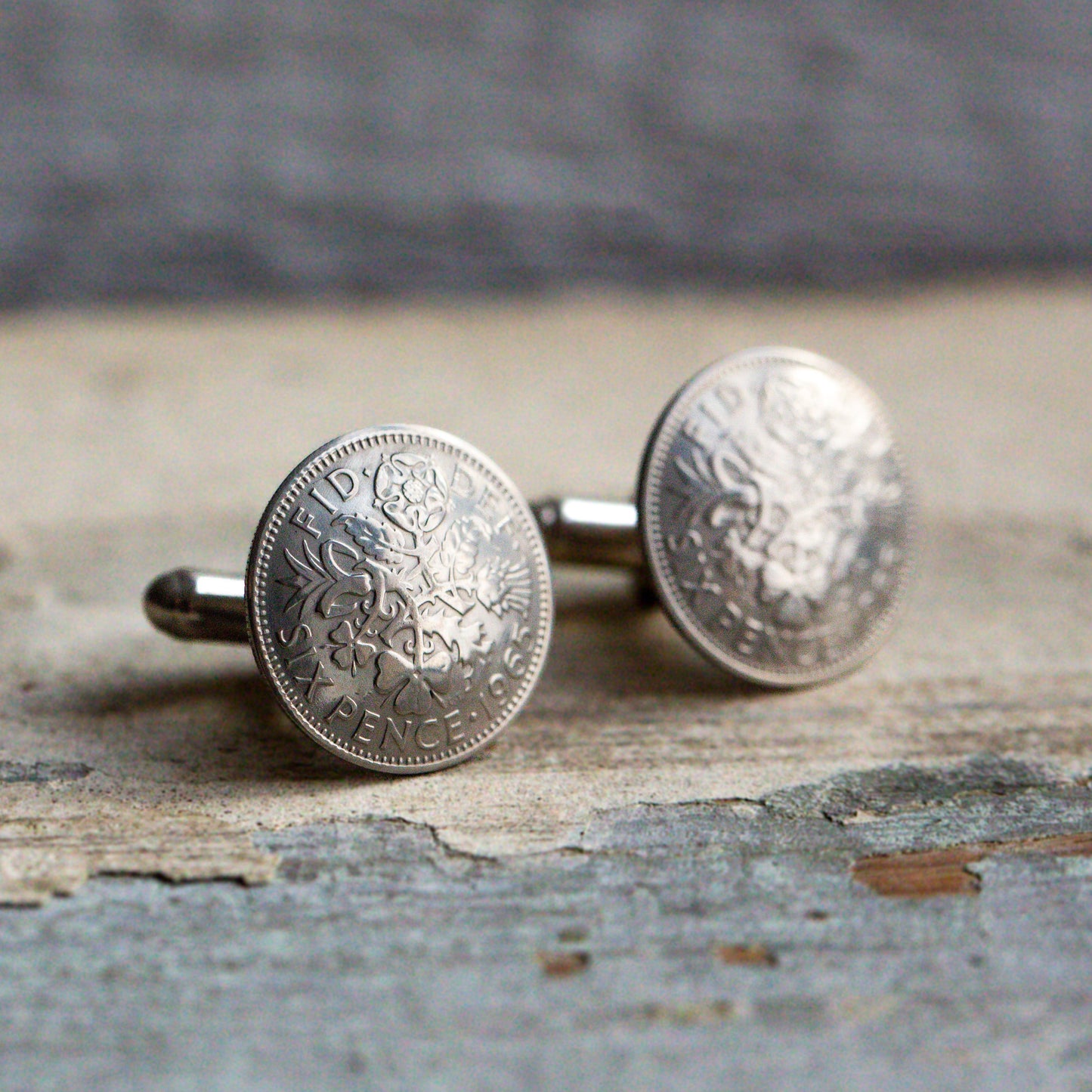 Real coin cufflinks, 1965 sixpences, 60th birthday gift, 60th gifts for him, 60th gift for groom, sterling silver backed cuff links, coin cufflinks for 60th.