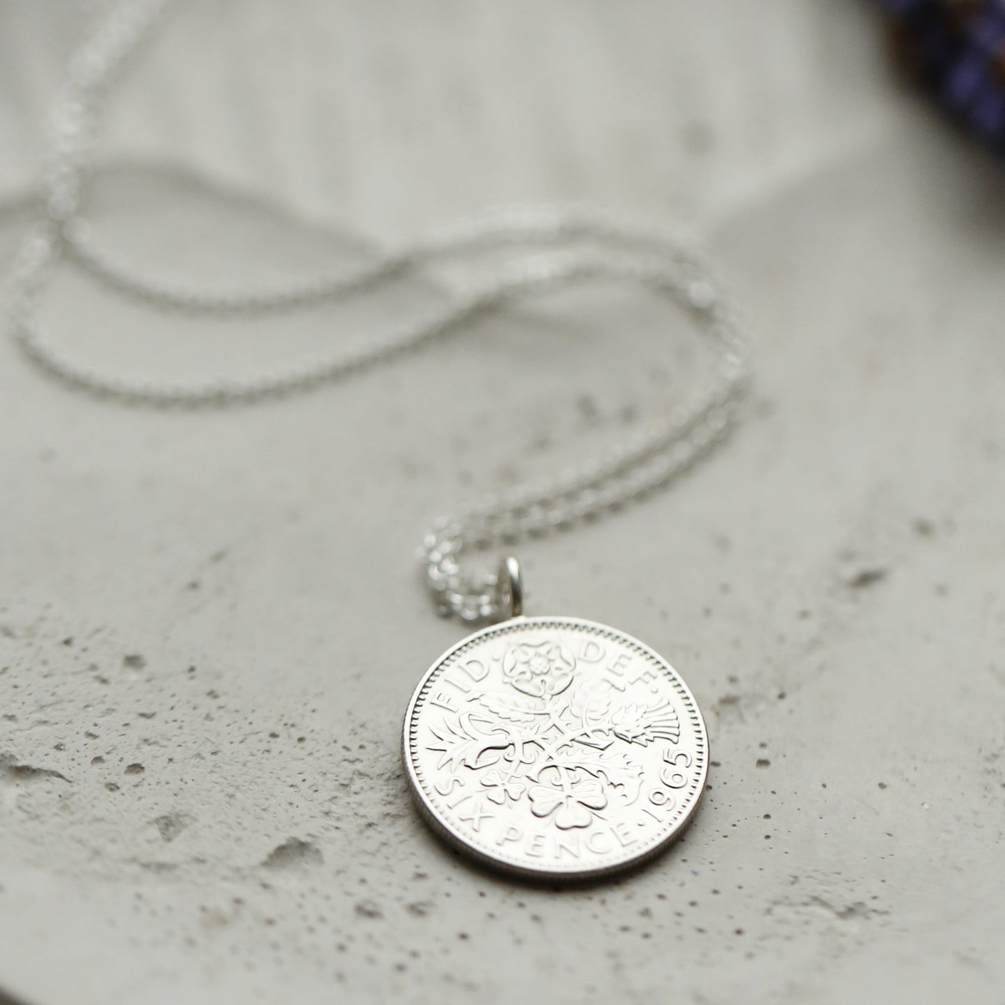 60th birthday gift for hi or her, sixpence British coin silver necklace with sterling silver chain