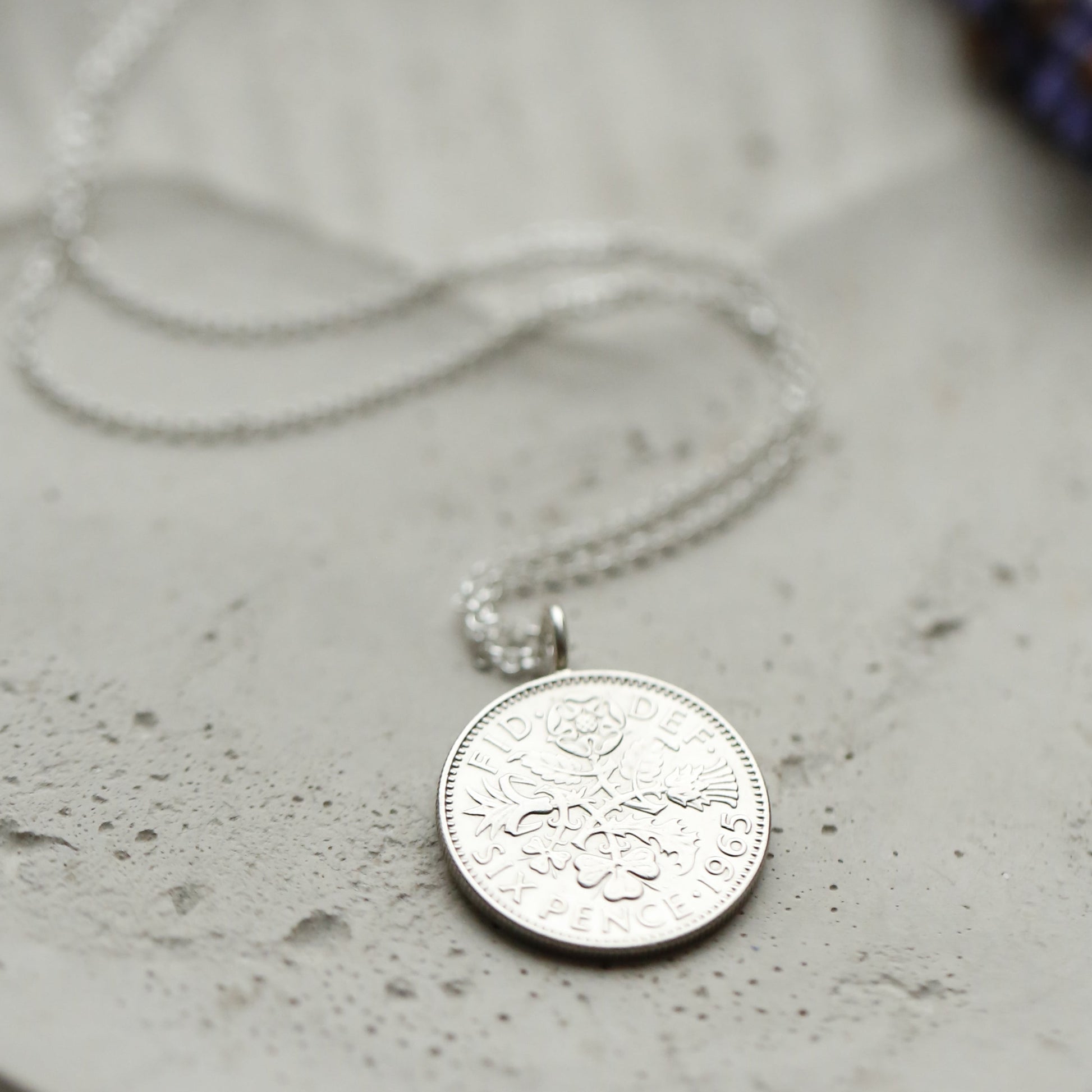 60th birthday gift for hi or her, sixpence British coin silver necklace with sterling silver chain