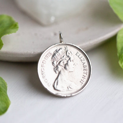50th birthday gift, silver coin necklace, silver coin pendant, gift for 50th anniversary. 