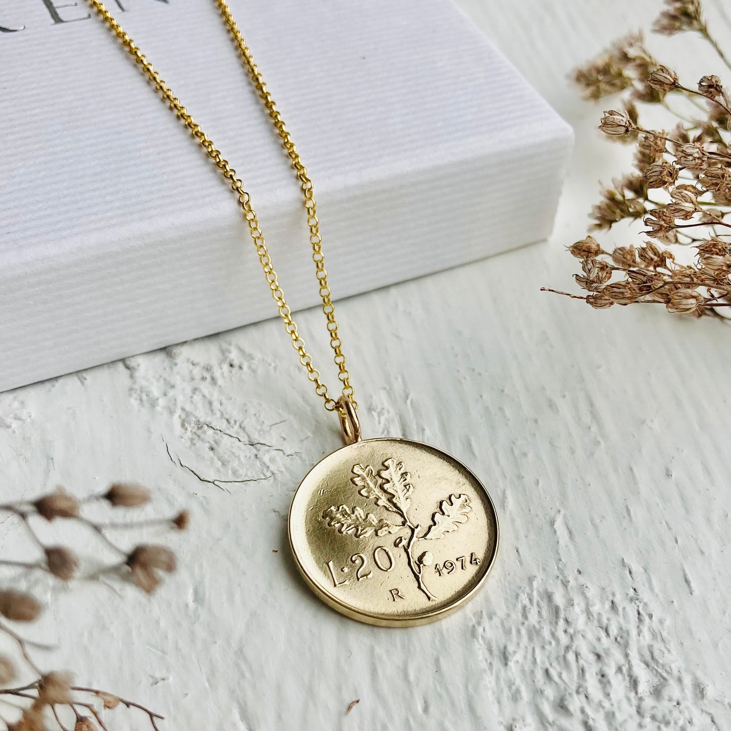 1974 Italian Coin Necklace - 50th Gift