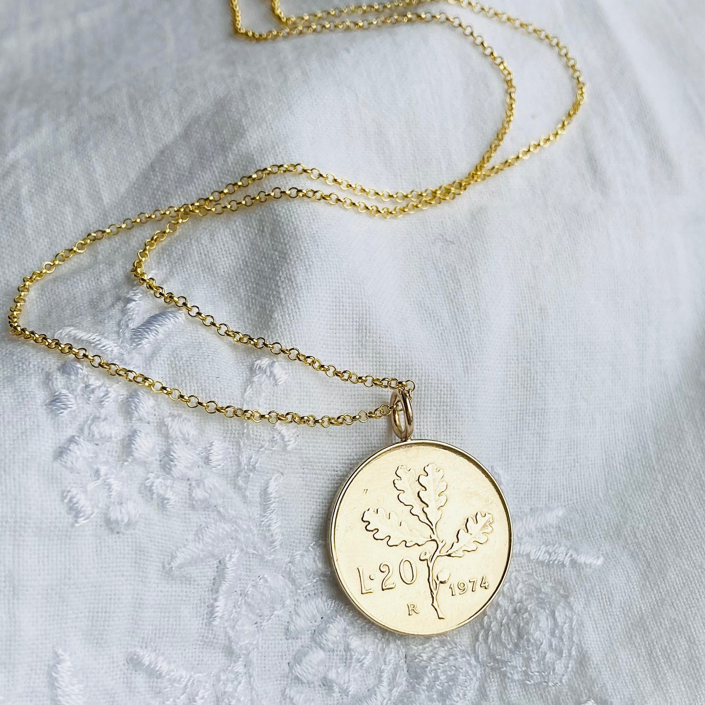1974 Italian Coin Necklace - 50th Gift