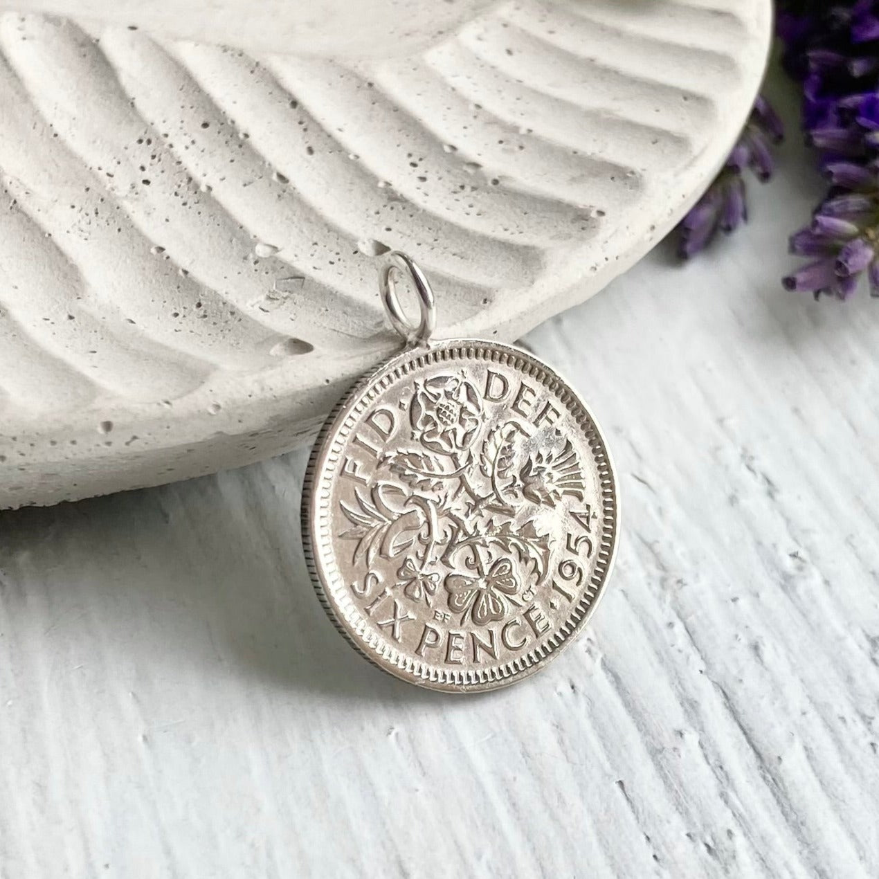 1954 Sixpence Necklace - October Birthstone