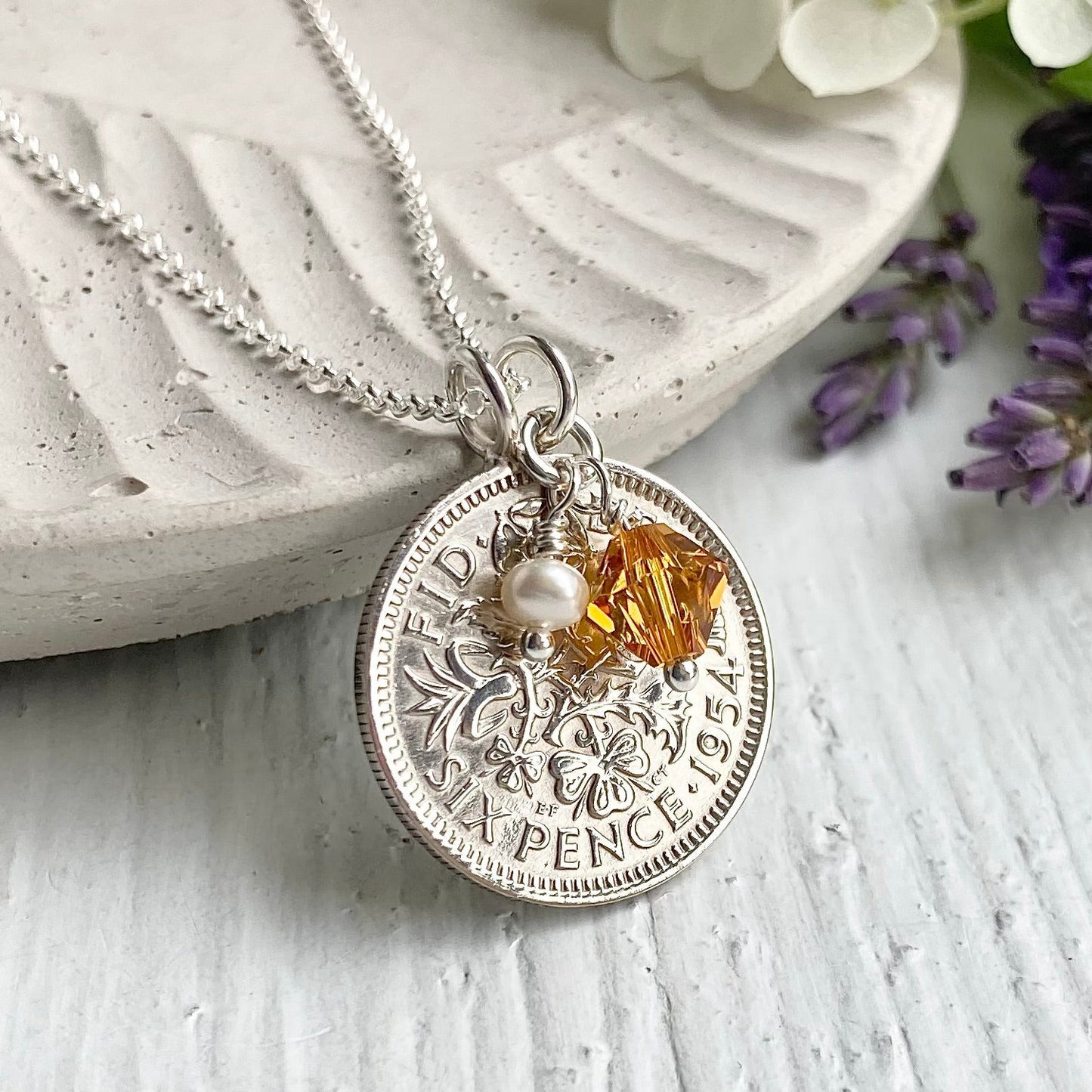 1954 Sixpence Necklace - November Birthstone