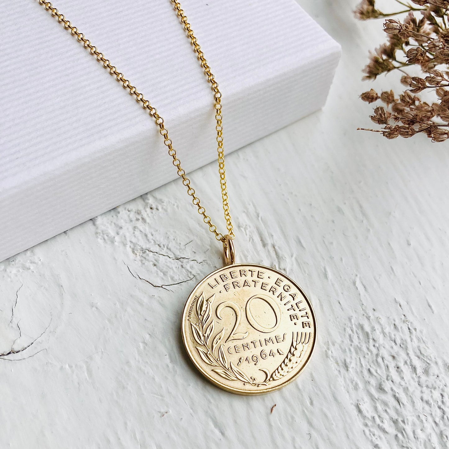 1964 French Centimes Necklace - 60th Gift