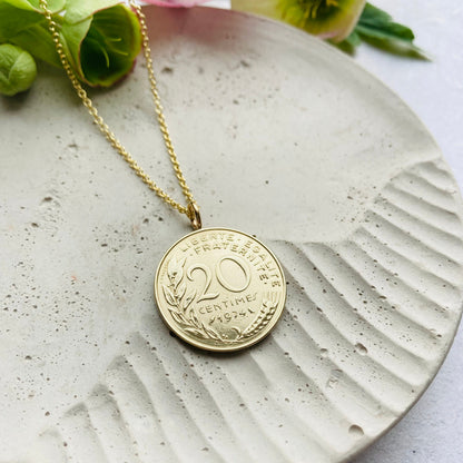 French Coin Necklace Gift for Women